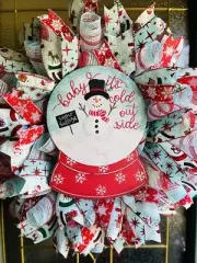 Winter Snow Globe Deco Mesh Wreath, Light Blue Winter Wreath, Free Shipping
