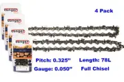 4pcs 20'' Chainsaw Chain Blade Full Chisel 78 DL .325 Pitch .050 Gauge For STIHL