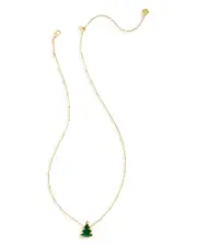 Kendra Scott Green Quartzite Holiday Tree Adjustable Pendant Necklace in 14K Gold Plated, 14-18