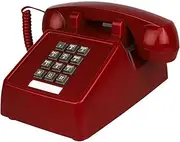 TelPal Landline Phones for Home Office Hotel School Corded Single Line Heavy Desktop Basic Telephone for Seniors Retro Classic Old Fashion Movie Decor Telephones with Loud Metal Bell Ringer (Red)