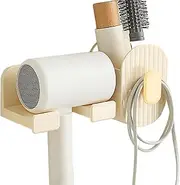 Generisch Hair Dryer Storage - Curling Iron Holder & Hair Dryer Stand | Drill- Bathroom Styling Organiser with Cosmetic Mirror & Shelf for Hair Clips, Towels & Makeup