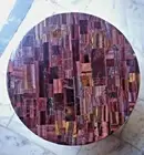 24" Round Tiger Eye Crystal Coffee Table Luxury Gemstone Console Bar Desk Decors