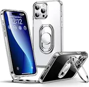 Shields Up for iPhone 15 Pro Case with Stand, Phone Case Clear with Double Ring Holder [Adjustable & Foldable] Shockproof Protective Cover for iPhone 15 Pro 6.1 inch - Clear