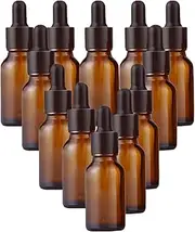 30 ml Amber Glass Dropper Bottle,12 PCS Refillable Bottles,Boston Round Glass Bottles,Empty Tincture Bottle for Essential, Perfume(Amber/30ml)