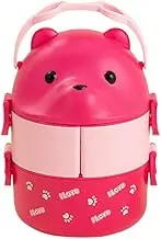 Stackable Bento Box Portable Leak Proof Bento Box Japanese Style Double-Layer Bento Box Easy to Use Pink