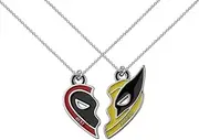 [HOLLP] DP3 Necklace Best Friend Necklace Red And Yellow Half Heart Necklace Superhero Patterns Gift Movies Lovers Gift