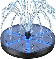 Solar Bird Bath Fountains Upgraded, 4W Solar Powered Water Fountain Pump with 4000 Battery, 7 Nozzles & 4 Fixers, Colorful LED Lights for Garden, Pond, Swimming Pool, Fish Tank, and Outdoor