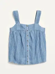 Old Navy Women’s Utility Sleeveless Button-Front Striped Jean Top Size L or XXL
