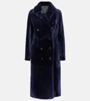 [Blancha] Blancha Double-breasted shearling coat AU 16 blue