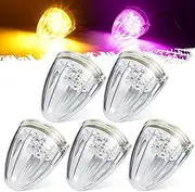 Cab Light, 5Pcs 21 LED Dual Color Chrome Torpedo Cab Marker Roof Running Top Light, Replacement for Heavy Duty International Truck, for Kenworth/Peterbilt/Freightliner/Mack (Amber/Purple)