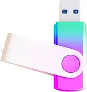 128GB USB 3.0 Flash Drives Purple Cyan Gradient Color USB Memory Stick Wholesale Bulk Swivel Design Thumb Drive for Data Storage (Purple Cyan)