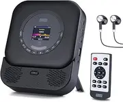 August SE15 Portable CD Player with Bluetooth 5.3, USB Port, 3.5mm AUX In/Out, 6W Stereo Speaker for Home - Rechargeable CD Walkman with EQ, Anti-Skip, Repeat - Wall Mount, Earphones & Remote Included