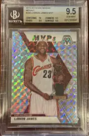 BGS 9.5 W/10 2019-20 PANINI MOSAIC LEBRON JAMES MVP #298 SILVER PRIZM