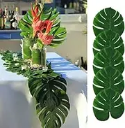 Monstera Leaf Table Flag, Cutlery Coating, Artificial Flower for Wedding, Birthday, Party, 12-series Set