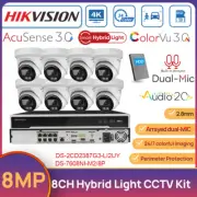 Hikvision 4K 8CH CCTV System 32MP 8K NVR 8MP Hybrid Light Camera ColorVu 3.0 MIC