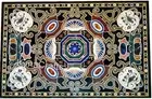 Rectangle Marble Dining Table Top Natural Gemstone Inlay Work Restaurant Table
