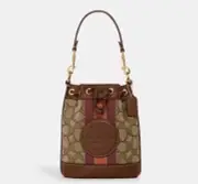 Coach Mini Dempsey Bucket Bag In Signature Jacquard With Stripe C8322 NWT