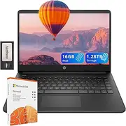 HP Flagship 14" HD Laptop with 1 Year Office 365 | 16GB RAM | 1.28TB Storage(128GB EMMC & 160GB Docking Station Set & 1TB Cloud Storage) | Intel 4-Core Processor | Webcam | Wi-Fi | Windows 11 | Black