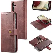 [Asuwish] Phone Case for Samsung Galaxy A14/M14 5G Wallet Magnetic Detachable Cell Cover with Tempered Glass Screen Protector Flip Card Holder Slot A 14 4G 14A 14M G5 Women Men Girls Purse Mobile Red