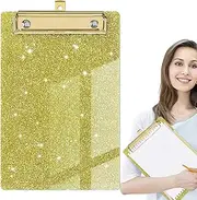 Cute Clipboard | Glitter Binder Clip Boards - Lightweight Cute Decorative A4 Letter Size Acrylic Clipboard with Gold Clip for Desk Supplies & Accessories Jmedic