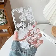 [XIZYO] for Samsung Galaxy S24 Plus Case, Cute Phone Case Floral Rose Aesthetic Flower Clear Cover for Women Girls Slim Pattern Anti-Yellow Shockproof Protective TPU Bumper Cover, White