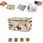 Collapsible Cowboy Print Toy Box - Lightweight Fabric Storage for Nurseries