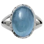 Premium Quality Blue Quartz 925 Sterling Silver Ring s.7 Jewelry R-1074