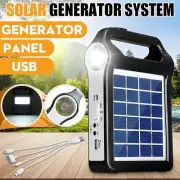 Portable Rechargeable Solar Panel Power Generator System USB Charger With Lamp