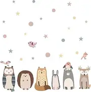 Animal Wall Stickers for Bedroom | Cute Cartoon Animal Wall Decals,Peel and Stick Removable, Mural Decoration, Baby Room Decor, Home Decoration for Sofa Background