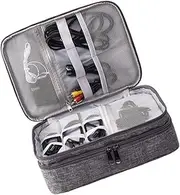 KALLORY Layers Electronics Accessories Organizer Case Travel Pouch for Gadgets Cables Power Bank U Disk Grey Digital Storage Bag for Electronics
