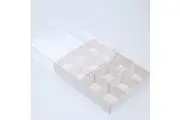 100 Pack of White Card Chocolate Sweet Soap Product Retail Gift Box - 12 bay 4x4x3cm Compartments - Clear Slide On Lid - 16x12x3cm