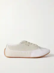 [The Row] The Row - Bonnie Leather-trimmed Suede, Mesh And Canvas Sneakers - White - IT37.5 IT 37.5 White