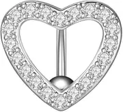 [Niaspi] Huggie CZ Heart Belly Button Rings for Women Girls Hypoallergenic Surgical Steel Crystal Love Heart Shaped Belly Barts 14G Pave CZ Top Down Belly Rings Navel Piercing Jewelry