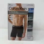 New 4 Calvin Klein Mens Sz Large Microfiber Boxer Briefs Black Underwear Stretch
