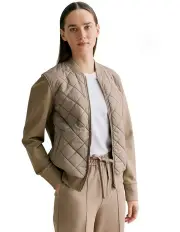 [Trenery] Quilted Zip Through Bomber Jacket in Clove