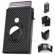 Smart Wallet for AirTag RFID Blocking Leather Card Holder with ID Window Cash Slot