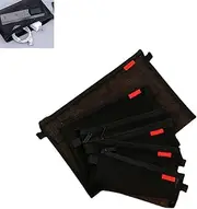 XUTONG 5 Pcs Zipper Black Mesh Pencil Bags,Pouch Portable Office Supplies Storage,4 Size Pencil Case Cosmetic Storage for School Office