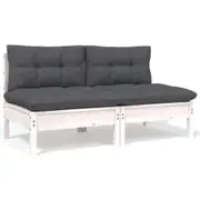 2-Seater Garden Sofa with Cushions White Solid Pinewood vidaXL