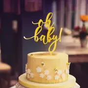 Gold Acrylic 'oh baby!' Script Cake Topper