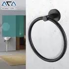 SUS Towel Ring Rail Rack Round Hanger Holder Bathroom Accessory Wall Mount Black
