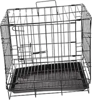 EXAOMBLE Pet Crate Iron Wire Dog Kennel Door Washable Removable Tray Size for Breeds