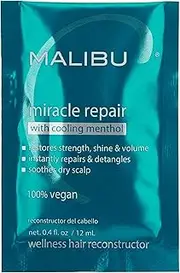 Malibu C Miracle Repair Hair Reconstructor with Cooling Menthol - Nourishing Hair Repair Treatment for Weak, Damaged Strands - Scalp Invigorating Hair Care