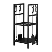 Fire Place Tool Kit 5in1 Firewood Storage Rack Firepit Wood Holder Campfire Metal Stove Log Carrier Stand