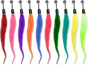WELANE Cat Worm Toy Refills, 10 PCS Assorted Colors Worm Cat Interactive Toy for Teaser Replacement