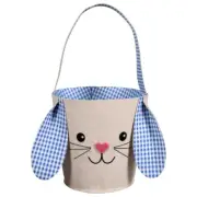 Blue Canvas Easter Bunny Shaped Easter Candy Basket Panier For Kids