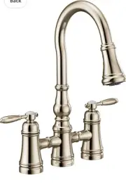 Moen S73204NL Weymouth Two Handle Pulldown Bridge Kitchen Faucet,Polished Nickel