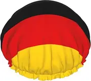 German Flag Print Shower Cap For Women Men Reusable Lightweight Soft Bath Hair Cap With Elastic Band