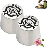 Extra Large Russian Piping Tips, Stainless Steel Rose Floral Piping Nozzles for Cake Decorating Icing, Rose Piping Tips for Cupcakes, Desserts, DIY Flower Nozzle (2pcs)