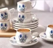 Karaca Iznik New Form 6-Person Coffee Cup Set 100 ml & Espresso Coffee Cup Set