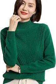 [Fulbant] Cashmere Sweater Women Knitted Sweater 100% Merino Wool Turtleneck Long Sleeve Jumper